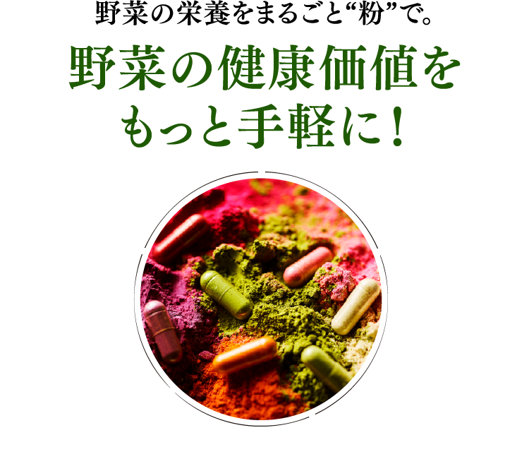 野菜の栄養をまるごと“粉”で。野菜の健康価値をもっと手軽に!